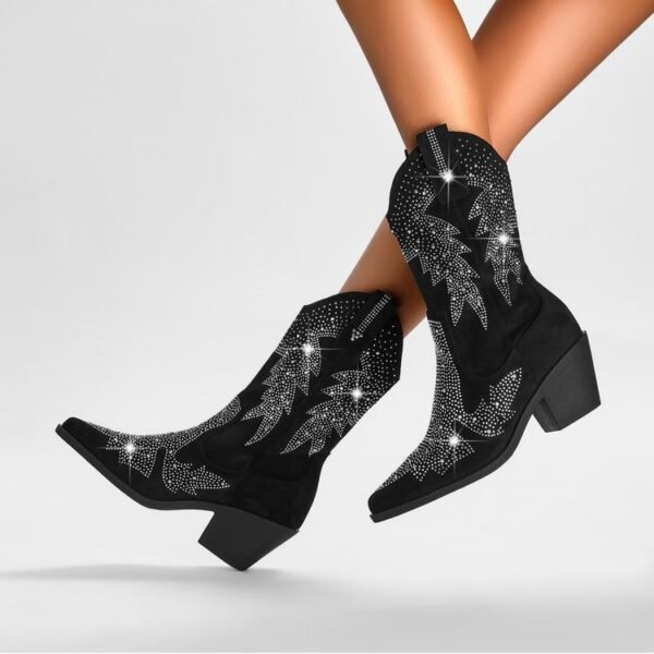 Shiny Rhinestone Booties Ankle Women