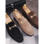 Men's Breathable Genuine Leather Slip-on Trendy Beanie Shoes Light Luxury Suede Leather Lazy Shoes - Image 5
