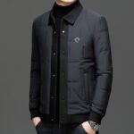 Padded Coat Lapel Round Hem Jacket - Image 2
