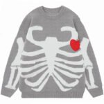 Cross-border Retro Loose Sweater Round Neck Top Harajuku Hip Hop Style Skull Sweater - Image 2