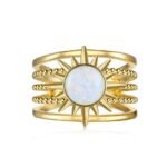 S925 Sterling Silver Opal Ring Female Sun Design Ins Style - Image 8