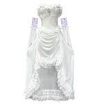 God's Redemption Chinese Style White Gothic Drawstring Mesh Dark Strap Dress Summer - Image 5