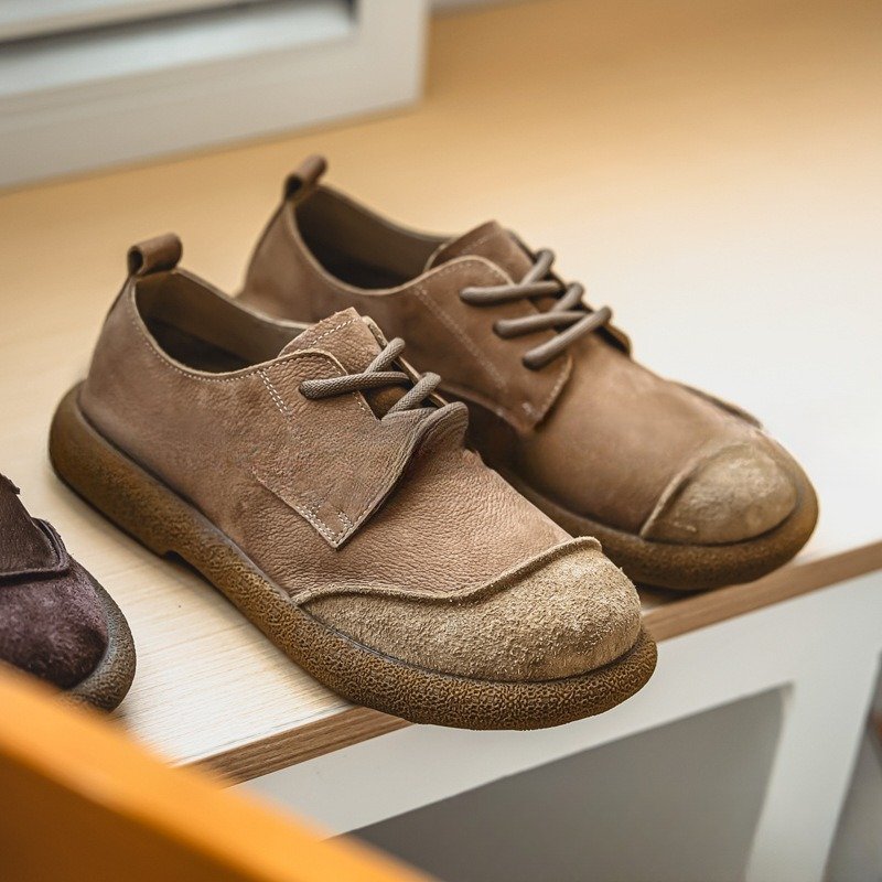 4185eaf9-7696-4ad5-b255-e26b5caac22d-1.jpg Casual Lace Up All Inclusive Birkenstock Men's Versatile Vintage Casual Leather Shoes - Image 1