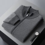 Cashmere Thickened Men's Half Turtleneck Zipper Knitted Cardigan - Image 2