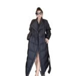 Retro Elegant Lapel Long Lace Up Down Cotton-padded Jacket - Image 5