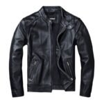 Men's Stand Collar Retro First Layer Cowhide Coat Jacket - Image 5