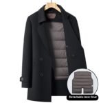 Double-sided Wool Overcoat Men's Mid-length Suit Collar Woolen Coat - Image 8