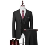 Men's Business Casual Plaid Slim Fit Suit Three-piece Suit - Image 3