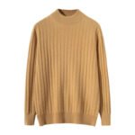 Thickened Wheat Jacquard Cashmere Sweater Men's Half-high Collar Solid Color Sweater - Image 5