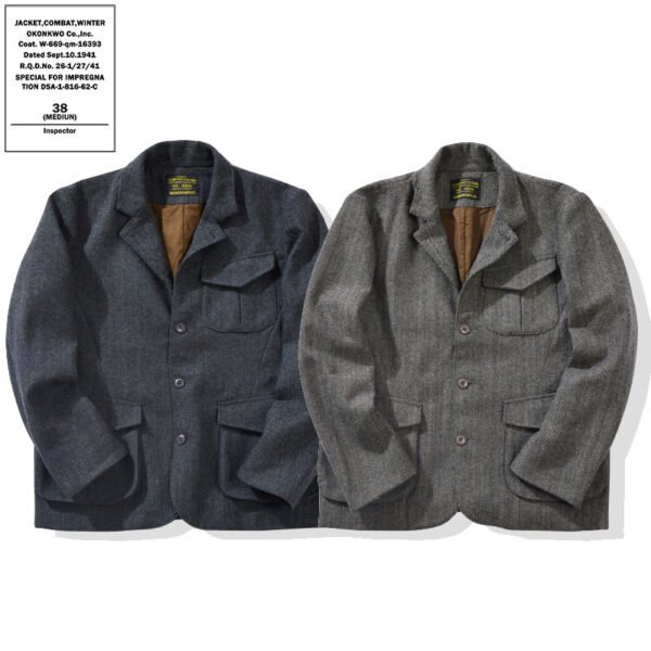 Men's Casual Retro Herringbone Thick Wool Jacket