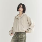 Drawstring At Hem Cropped Hoodie Women's Loose Top - Image 7