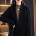 Fall Winter Fashion Mid-length Knitted Coat For Women - Image 4