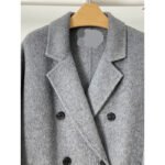 Gray Double Breasted Slimming Woolen Coat Outerwear - Image 3