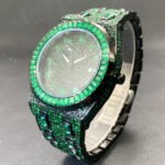 Hip Hop Men's Fashion Green Full Rhinestone Quartz Watch - Image 3