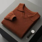 New Polo Collar Knitted Long Sleeve Sweater Male - Image 2