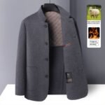 Men's Mid-length Stand Collar Double-faced Woolen Goods Wool Overcoat - Image 3