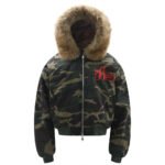 Letter Embroidered Camouflage Hooded Velvet Cotton Clothes Coat - Image 2
