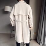 Beige Double Breasted Trench Coat For Men - Image 3