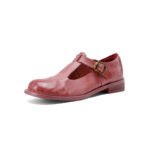 Low Heel Women's Retro Style Leather Flat Shoes - Image 5