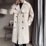 Beige Double Breasted Trench Coat For Men - Image 6