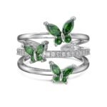 Sterling Silver Hollow Open End Ring Female Inlaid Horse Eye Zircon - Image 5