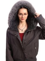 Women's Solid Color Simple Fur Collar Cotton Clothes Coat - Image 3