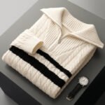 Thickened Zipper Lapel High Collar Loose Sweater - Image 4