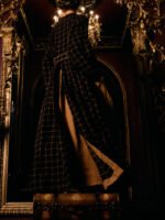 Navy Red Plaid Long Coat With Red Maxi Swing Dress Set - Image 7