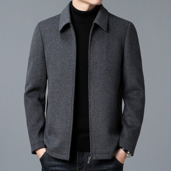 Men's Casual Polo Collar Woolen Jacket Woolen Coat Men's Clothing