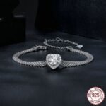 S925 Sterling Silver 1 Karat Moissanite Love Woven Bracelet
