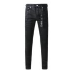 Foreign Trade Trend New Purple Black Slim Fit Button Jeans - Image 4