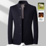 Men's Mid-length Stand Collar Double-faced Woolen Goods Wool Overcoat - Image 8