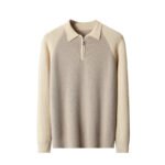 Half Zipper Contrast Color Lapels Sweater For Men - Image 6