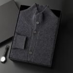 Men's Cashmere Cardigan Stand Collar Simple Urban Outerwear - Image 8