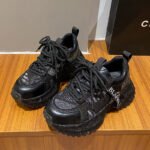 Shiny Sequin Women's High-top Sneakers With Thick Soles, Lace-up Fashion Shoes Featuring Silver And Red Rhinestone Design - Image 5