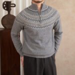 Wool Slim Fit Stand Collar Embroidery Warm Fashion Vintage Sweater - Image 3