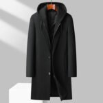 Men's Detachable Hooded Urban Mid-length Woolen Coat - Image 8