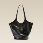 Niche Premium Black Large Capacity Leather One-shoulder Bucket Bag - Image 2