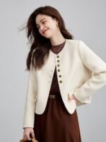 High Sense Short Temperamental Crew Neck Coat Women - Image 9