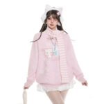 Cat Striped Scarf Sweater Loose Casual Sweater - Image 2