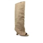 Women's Peep Toe Wedge Suede High Heel Party Banquet Sandal Boots - Image 2