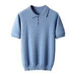 Men's Elbow-sleeved Top Polo Collar Cashmere T-shirt - Image 5
