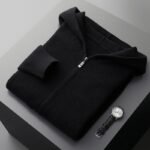 Men's Cashmere Cardigan Youth Casual Hooded Zipper Thickening Cardigan - Image 4