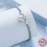 Simple Heart-shaped S925 Silver Heart Lock Bracelet - Image 4