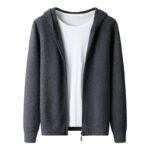Men's Cashmere Cardigan Youth Casual Hooded Zipper Thickening Cardigan - Image 5