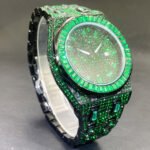 Hip Hop Men's Fashion Green Full Rhinestone Quartz Watch - Image 2