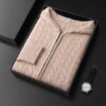 Men's Hooded Loose Long Sleeves Thick Twist Knitted Sweater - Image 3