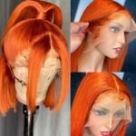 Straight Ginger Orange Bob Wigs Human Hair13x4