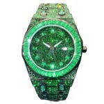 Hip Hop Men's Fashion Green Full Rhinestone Quartz Watch - Image 5