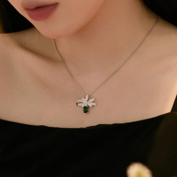 Sterling Silver Necklace Ring Earrings For Women Emerald Emerald Jewelry
